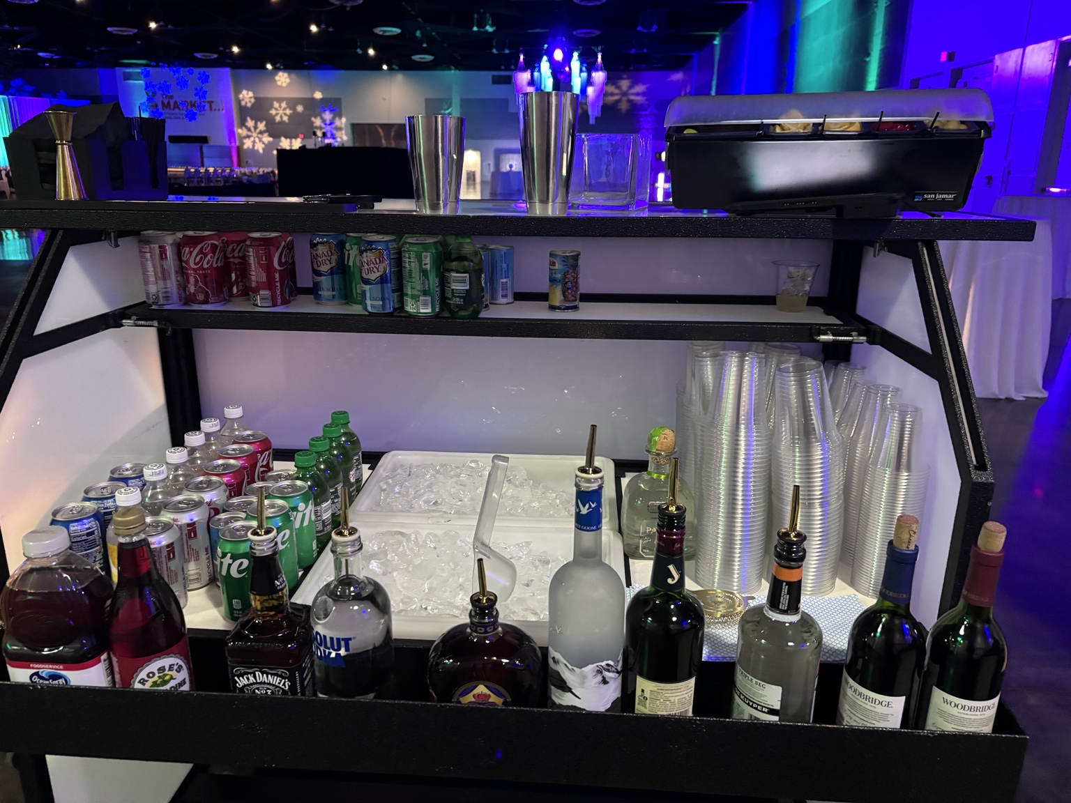 Bae Breeze mobile bar at a colorful evening event
